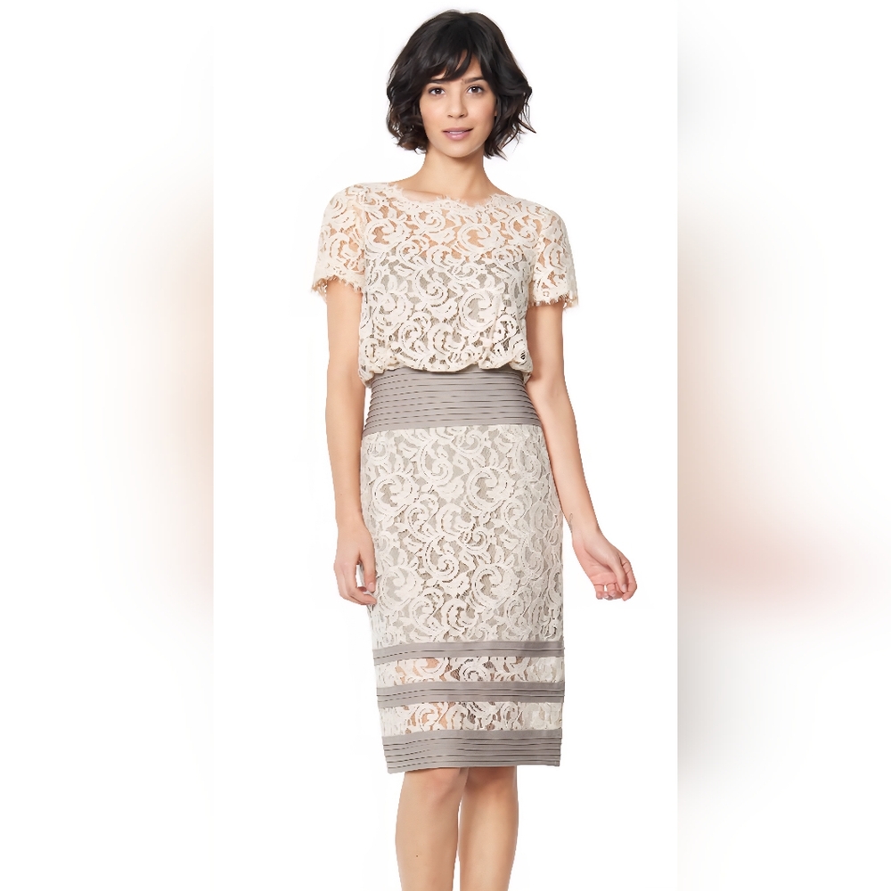 Elegant Lace Dress with Gray Accents